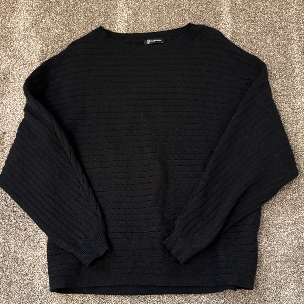 PrettyGarden Boat Neck Black Sweater